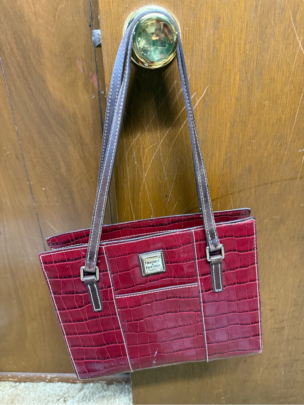 Dooney & Bourke Burgundy Croc-Embossed Shoulder Bag